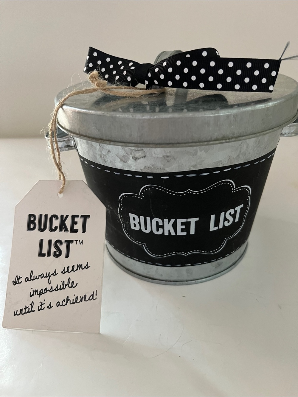 Bucket List Galvantzed Bucket with Achievement cards